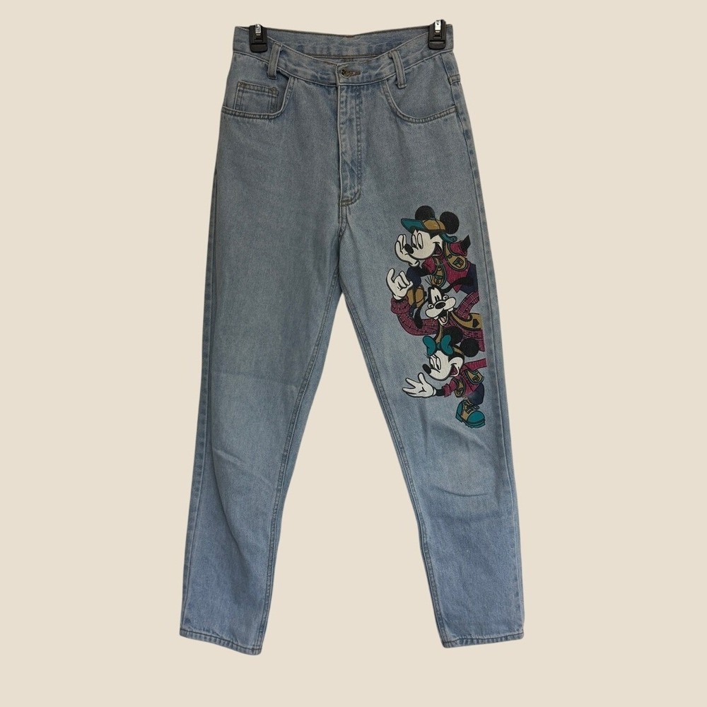 VTG 90s Disney Jerry Leigh Light Waisted Mom Jeans Size 26 Mickey Minnie Goofy